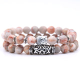 2pcs set  Black Lava Stone Prayer Beads Buddha