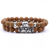 2pcs set  Black Lava Stone Prayer Beads Buddha