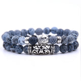 2pcs set  Black Lava Stone Prayer Beads Buddha