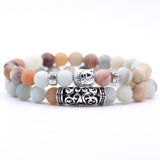 2pcs set  Black Lava Stone Prayer Beads Buddha
