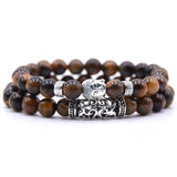 2pcs set  Black Lava Stone Prayer Beads Buddha
