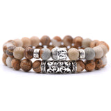 2pcs set  Black Lava Stone Prayer Beads Buddha