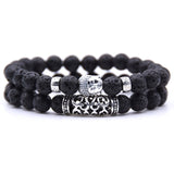 2pcs set  Black Lava Stone Prayer Beads Buddha