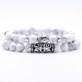 2pcs set  Black Lava Stone Prayer Beads Buddha