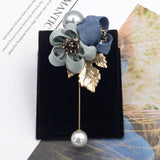 Ladies Cloth Art Pearl Fabric Flower Brooch