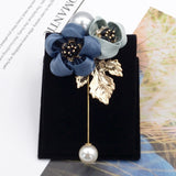 Ladies Cloth Art Pearl Fabric Flower Brooch