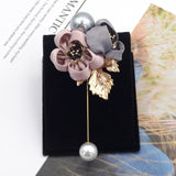 Ladies Cloth Art Pearl Fabric Flower Brooch