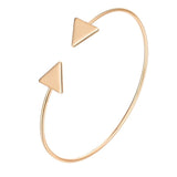 Punk Gold Chain Moon Leaf Crystal Geometry Open Bracelet