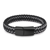 Braided Leather Bracelet Stainless Steel Magnetic Clasp