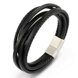 Stainless Steel Chain Genuine Leather Bracelet