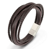 Stainless Steel Chain Genuine Leather Bracelet