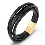 Stainless Steel Chain Genuine Leather Bracelet
