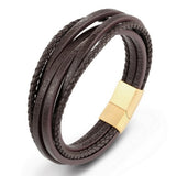 Stainless Steel Chain Genuine Leather Bracelet