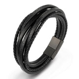 Stainless Steel Chain Genuine Leather Bracelet