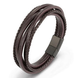 Stainless Steel Chain Genuine Leather Bracelet