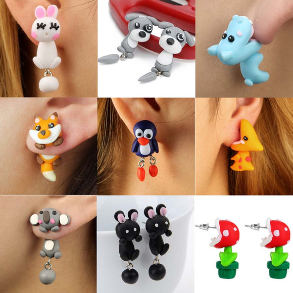 Cute 3D Cartoon Animals Stud Earrings