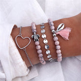Bohemian Handmade Weave Heart Long Tassel Bracelet