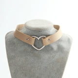 Meajoe Trendy Sexy Punk Gothic Leather Heart Studded Choker Necklace
