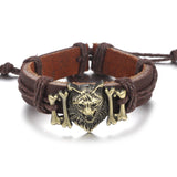 Punk Style Leather Bangles Bracelets Wolf Decoration
