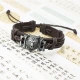 Punk Style Leather Bangles Bracelets Wolf Decoration