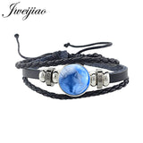 Wolf Animal Woven Leather Bracelet Glass Cabochon Charm