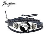 Wolf Animal Woven Leather Bracelet Glass Cabochon Charm