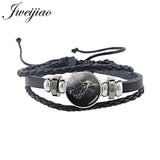 Wolf Animal Woven Leather Bracelet Glass Cabochon Charm