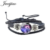 Wolf Animal Woven Leather Bracelet Glass Cabochon Charm