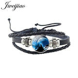 Wolf Animal Woven Leather Bracelet Glass Cabochon Charm