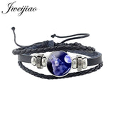 Wolf Animal Woven Leather Bracelet Glass Cabochon Charm