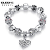 Luxury Brand Women Bracelet 925 Unique Silver Crystal Charm Bracelet
